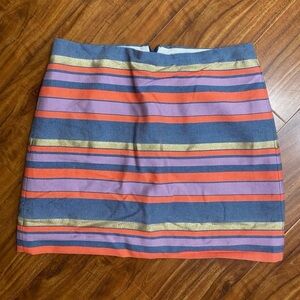 J. Crew Women Multicolor Metallic Stripe A Line Mini Skirt Size 4 Preppy Classic
